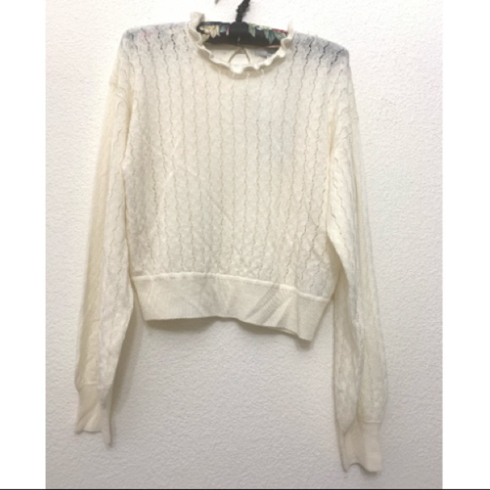 Joie Hadar Pointelle Wool-Blend Sweater Small - Picture 5 of 9